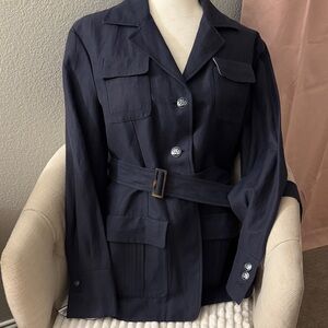 Faconnable Navy Belted Blazer NWT button up size large
